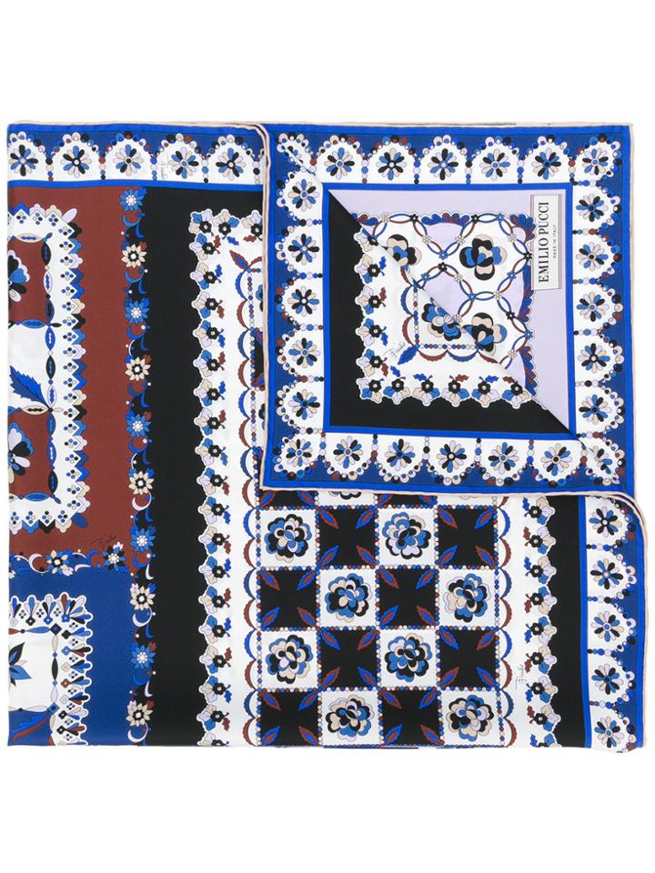 Emilio Pucci Floral Print Scarf - Blue