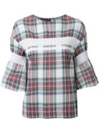 Taro Horiuchi Checked Pleats Detail Blouse, Women's, Cotton