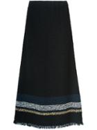 Sonia Rykiel Fray Hem Maxi Skirt, Women's, Size: 38, Black, Cotton/polyamide/polyester