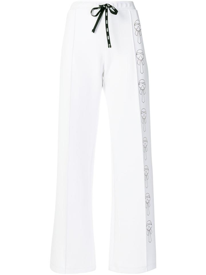 Fendi Karl Motif Drawstring Trousers - White