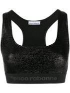 Paco Rabanne Metallic-effect Logo Tape Crop Top - Black