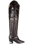 Toga Pulla Embossed Thigh High Boots - Brown