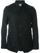 Individual Sentiments Mandarin Collar Blazer, Men's, Size: 2, Black, Cotton/ramie
