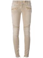 Balmain Skinny Biker Jeans, Women's, Size: 42, Nude/neutrals, Cotton/spandex/elastane