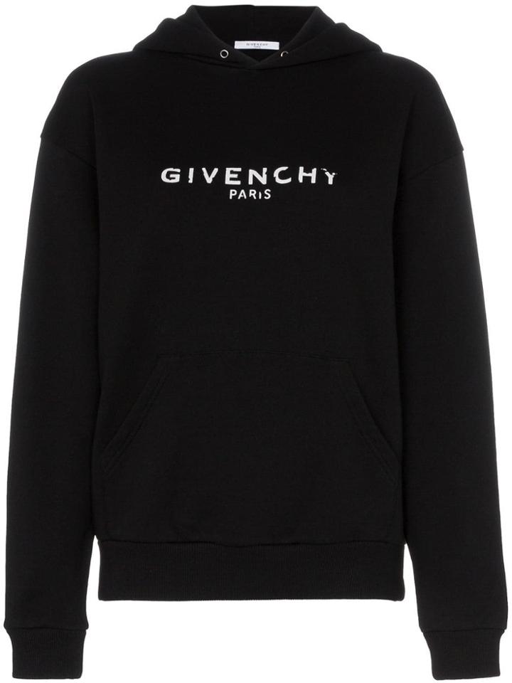 Givenchy Oversized Faded Logo Print Hoodie - Black