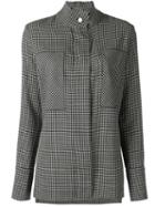Saks Potts Concealed Fastening Checked Shirt, Women's, Size: 2, Black, Wool