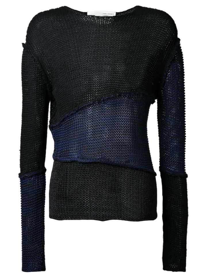 Isabel Benenato Contrast Panel Knit Jumper, Men's, Size: Xl, Black, Cotton