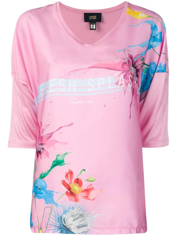 Cavalli Class Floral Print T-shirt - Pink