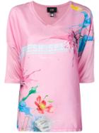 Cavalli Class Floral Print T-shirt - Pink