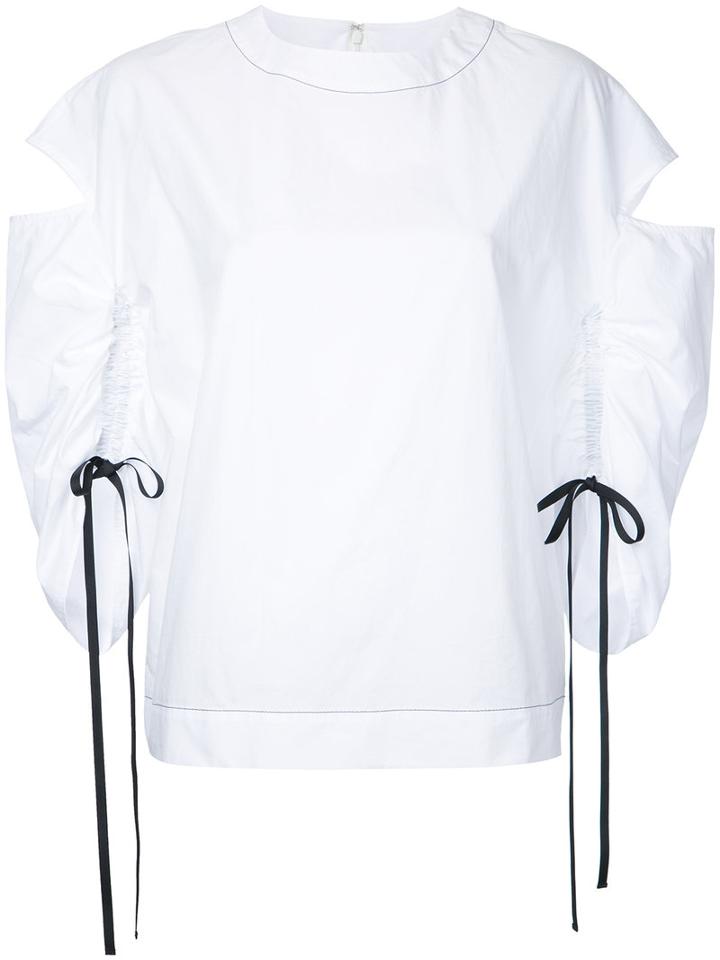 Le Ciel Bleu - Gathered Sleeves Blouse - Women - Cotton - 38, White, Cotton