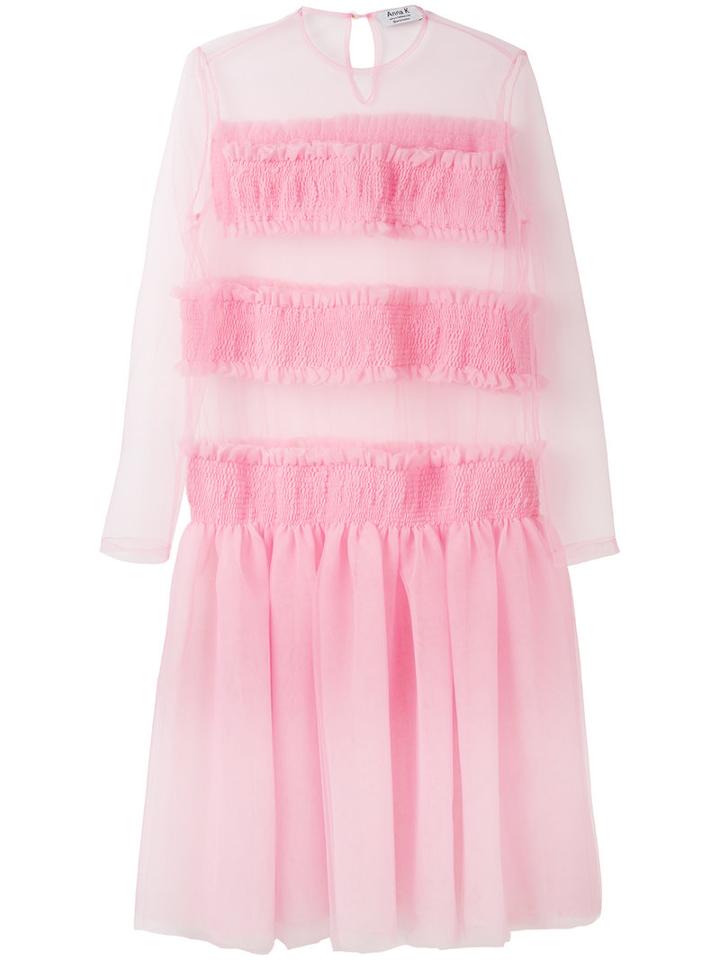 Anna K - Sheer Panel Dress - Women - Polyester - S, Pink/purple, Polyester