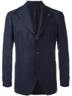 Gabriele Pasini Embroidered Blazer, Men's, Size: 48, Blue, Linen/flax/viscose
