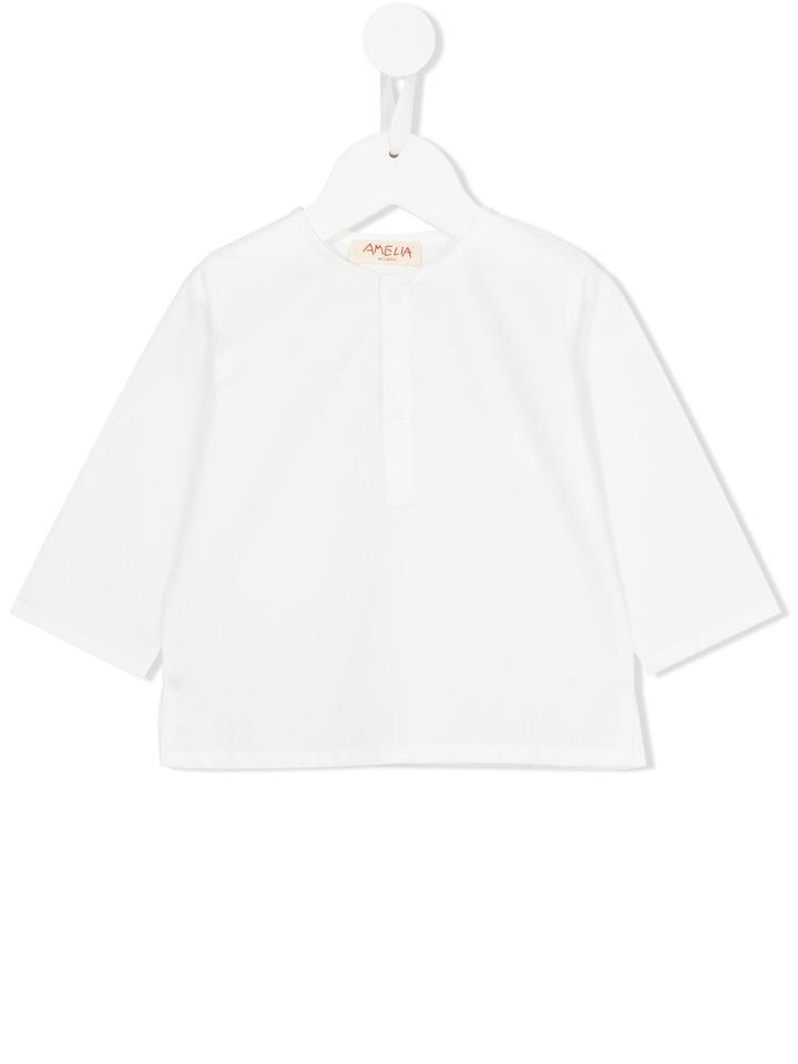 Amelia Milano - Henley T-shirt - Kids - Cotton - 6-9 Mth, White