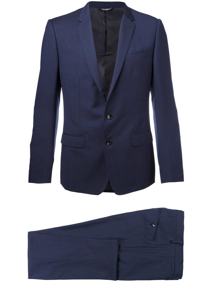 Dolce & Gabbana Patterned Suit, Men's, Size: 52, Blue, Acetate/cupro/viscose/wool
