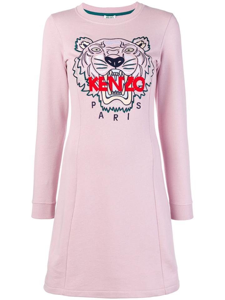 Kenzo Tiger Embroidered Dress - Pink & Purple