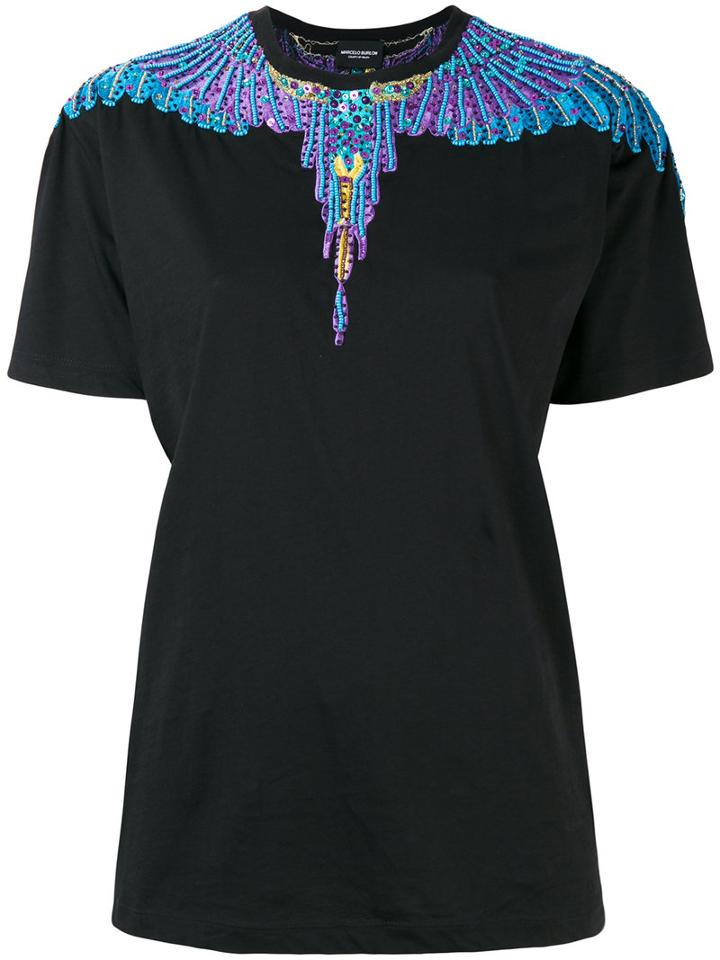 Marcelo Burlon County Of Milan - Printed T-shirt - Women - Cotton/polyester/viscose - L, Black, Cotton/polyester/viscose