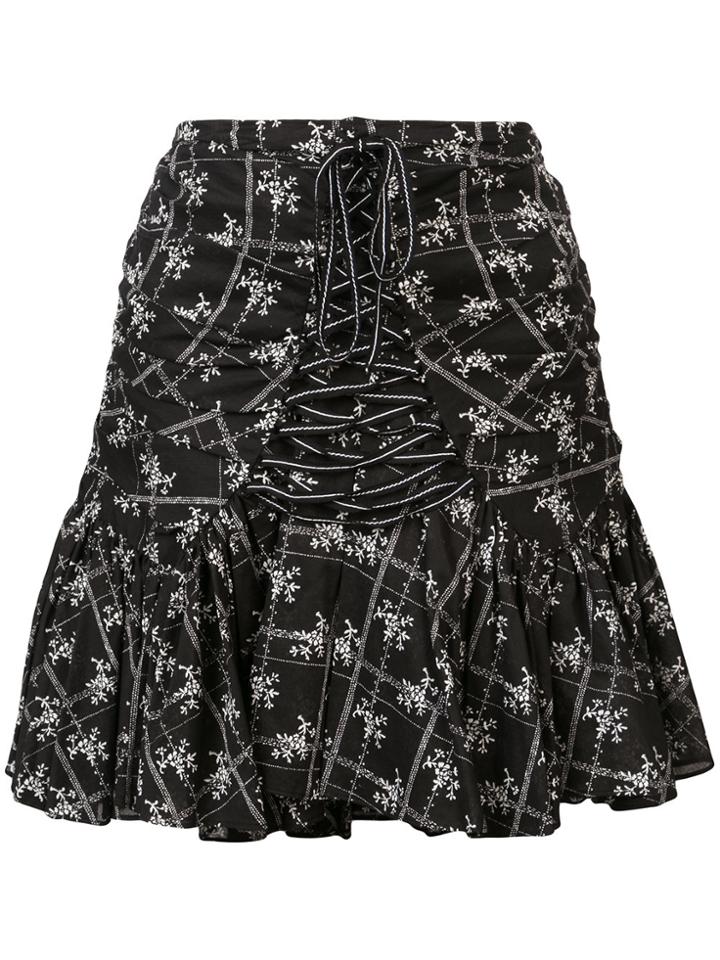 Cinq A Sept Amelia Ruched Floral Skirt - Black