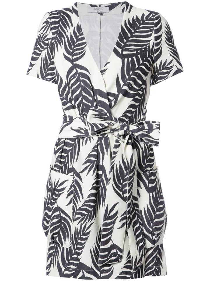 Patbo Palm Print Mini Wrap Dress - White