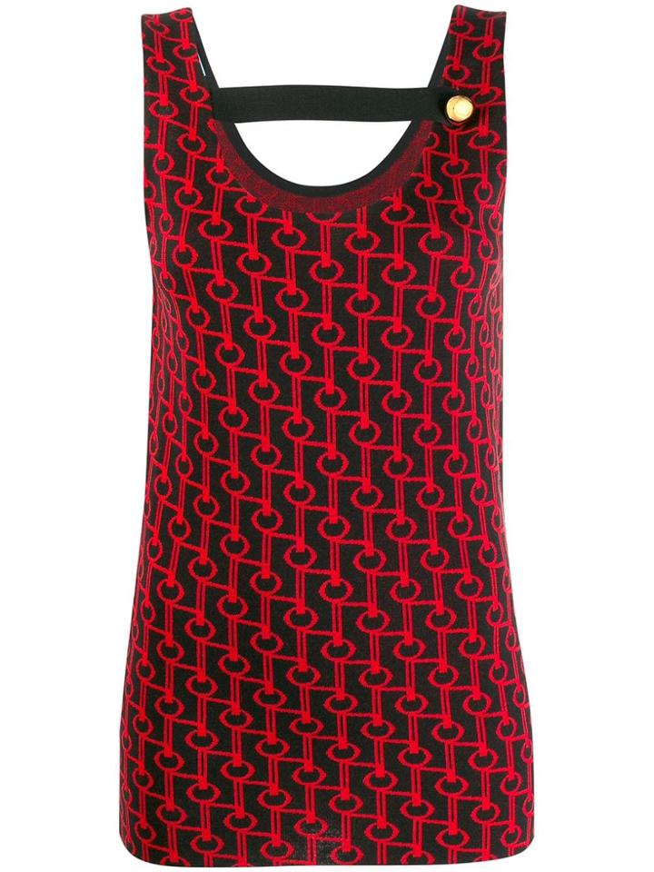 Prada Strap Detail Jacquard Top - Black