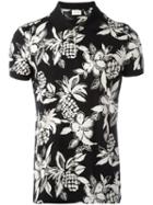 Saint Laurent Hawaiian Hibiscus Print Polo Shirt, Men's, Size: Large, Black, Cotton