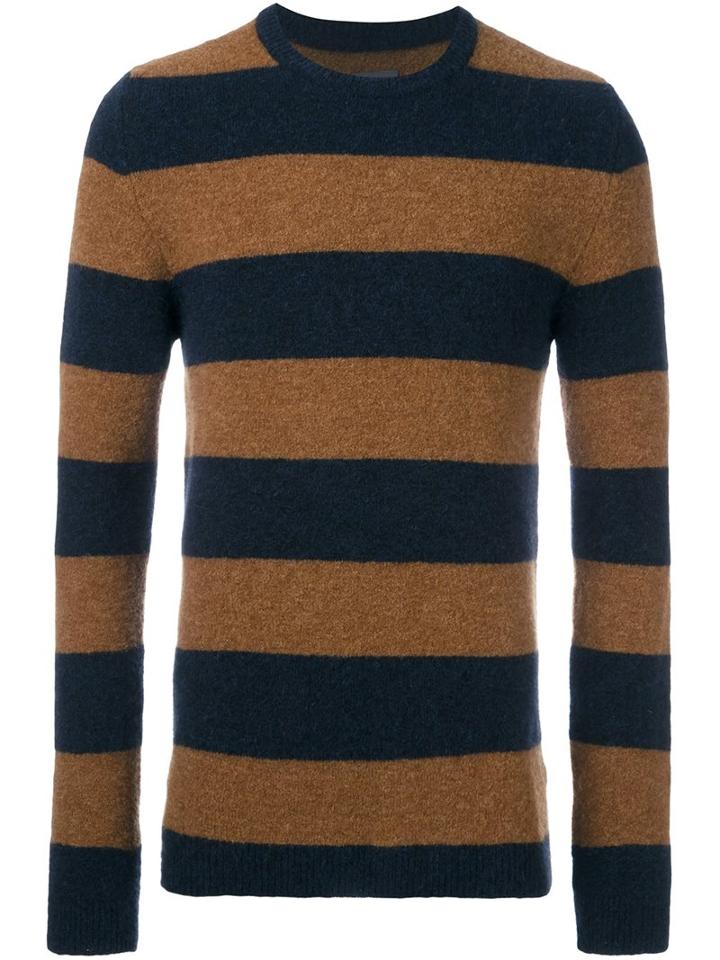 Laneus Striped Crew Neck Jumper, Men's, Size: 50, Blue, Polyamide/spandex/elastane/alpaca/merino