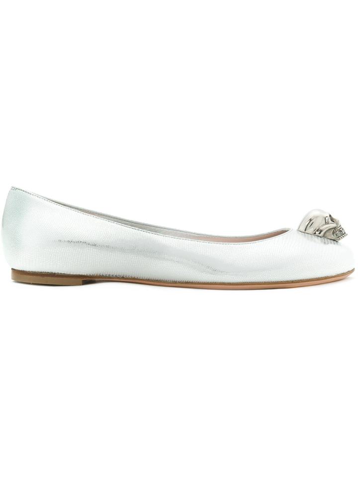 Alexander Mcqueen Skull Detail Ballerinas - Metallic