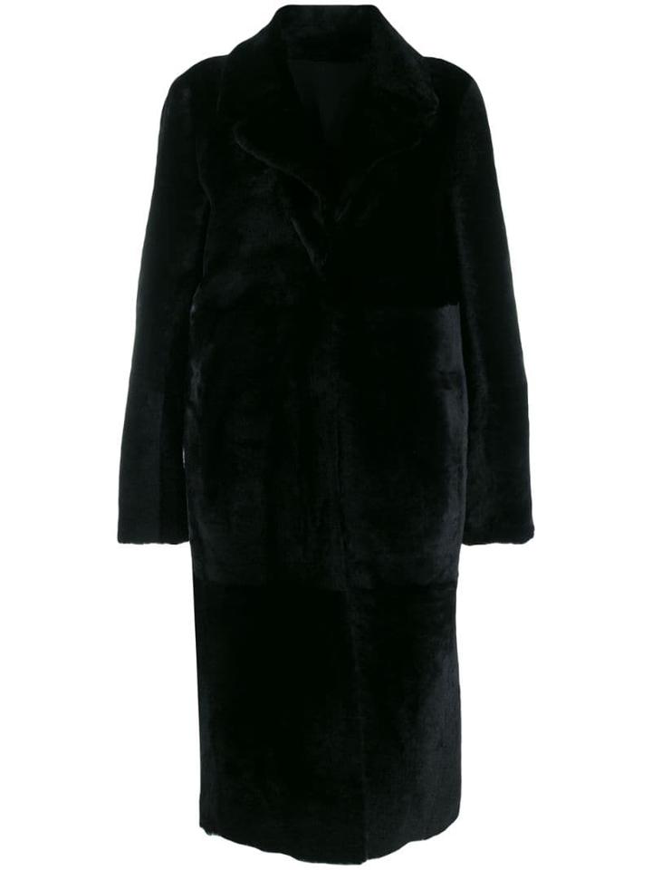 Drome Fur-trimmed Midi Coat - Black