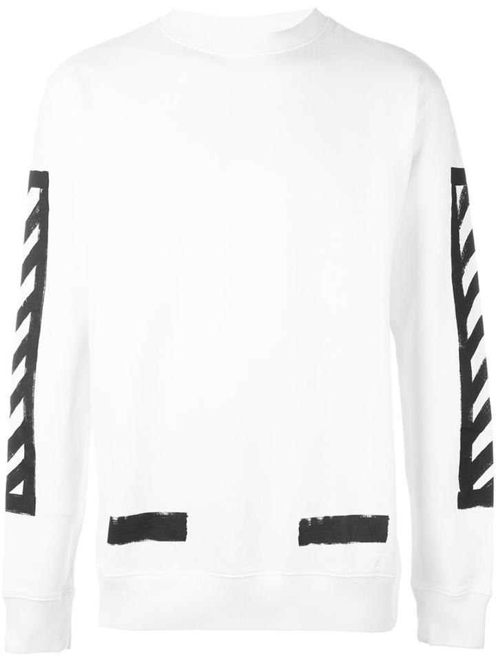 Off-white Striped Detail Sweatshirt, Men's, Size: Large, White, Cotton