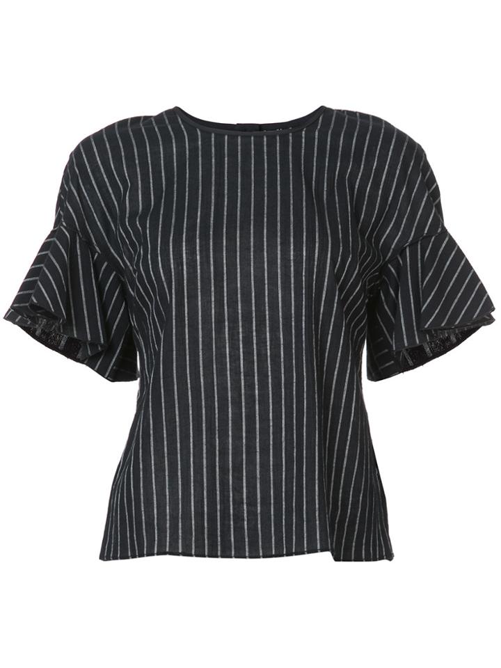 Derek Lam 10 Crosby Ruffle Sleeve Top - Black