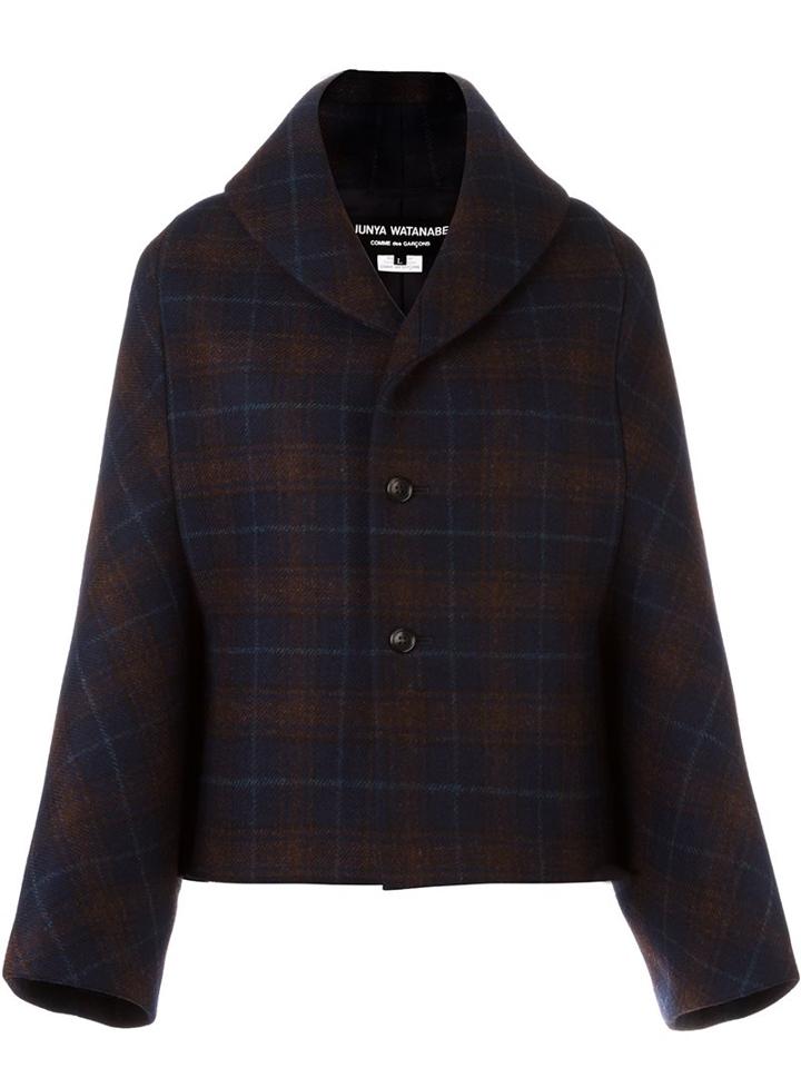 Junya Watanabe Comme Des Garçons Checked Boxy Jacket, Women's, Size: Medium, Blue, Cupro/wool