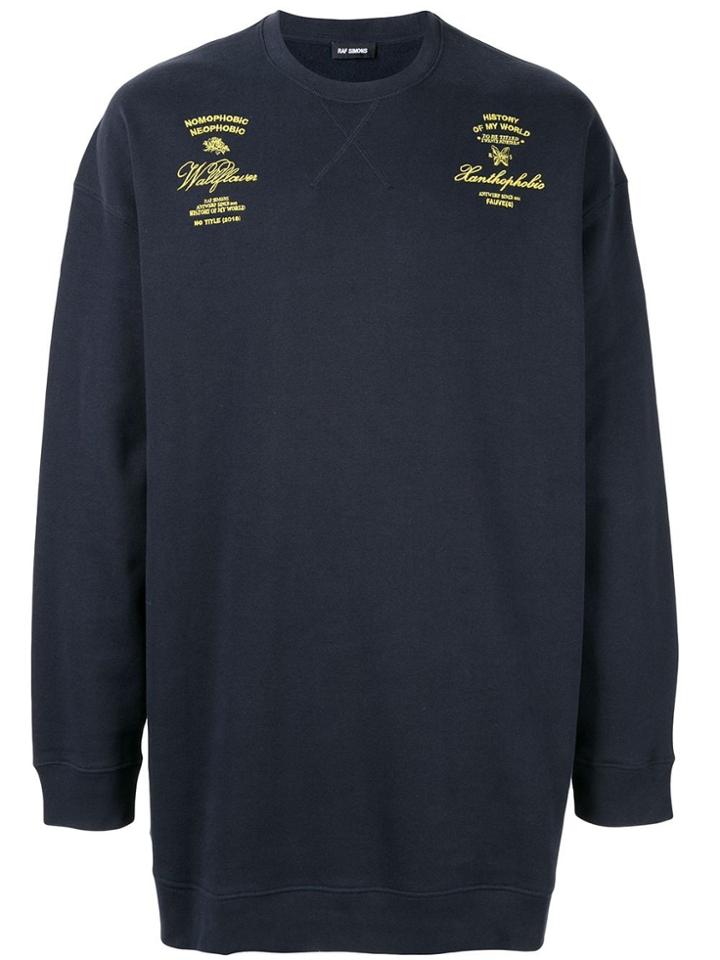 Raf Simons Embroidered Statement Sweatshirt - Blue