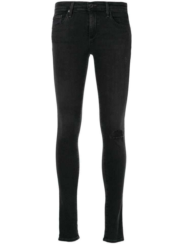 Ag Jeans Distressed Skinny-fit Jeans - Black