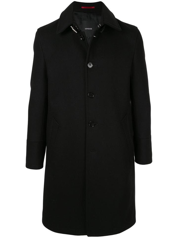 Loveless Buckled Collar Single Breasted Coat - Black