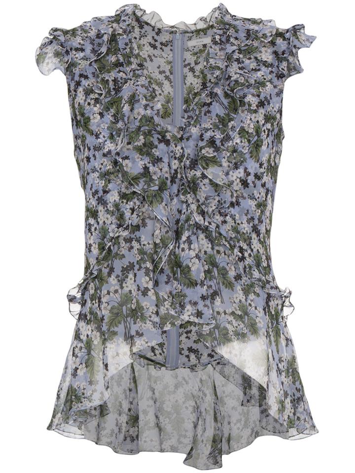 Erdem Floral Print Ruffled Blouse - Blue