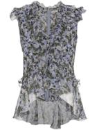Erdem Floral Print Ruffled Blouse - Blue