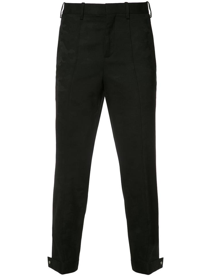 Neil Barrett Tapered Button Ankle Tousers, Men's, Size: 46, Black, Wool/polyurethane