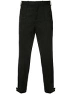Neil Barrett Tapered Button Ankle Tousers, Men's, Size: 46, Black, Wool/polyurethane