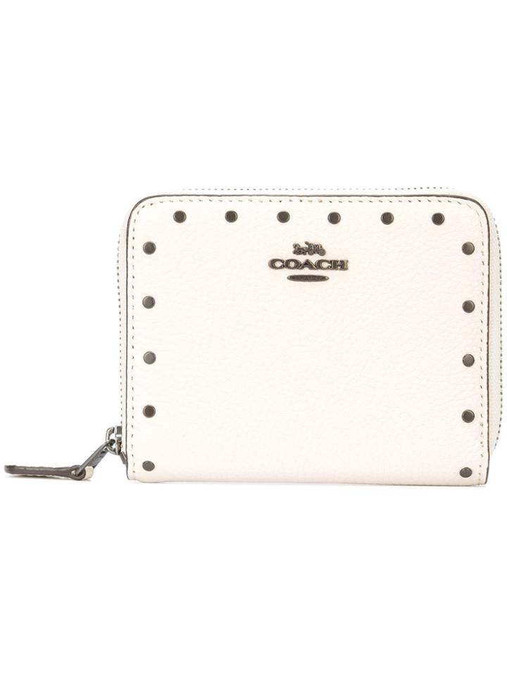Coach Border Rivet Small Zip Around Wallet - White