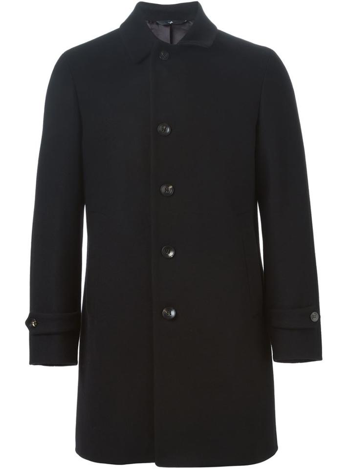 Hevo Buttoned Single Breasted Coat, Men's, Size: 52, Black, Virgin Wool/polyamide/viscose