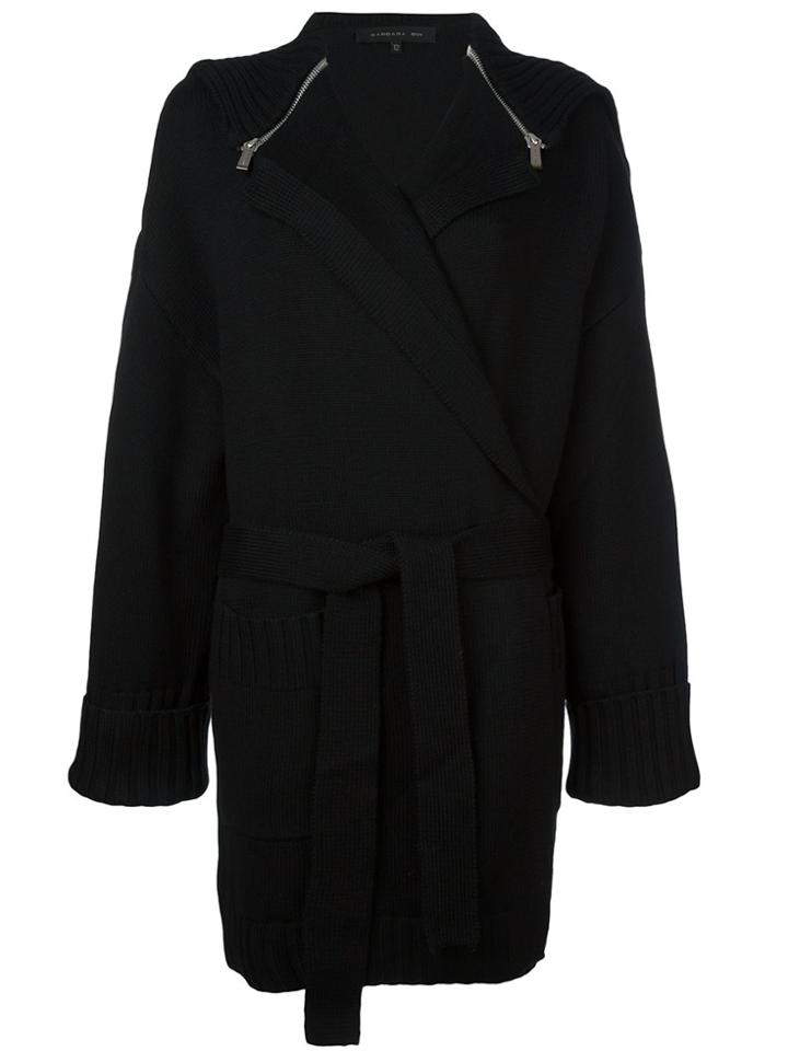 Barbara Bui Zipped Cape Belted Cardigan - Black