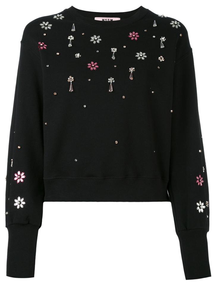 Msgm Metallic Stripes Sweatshirt - Black