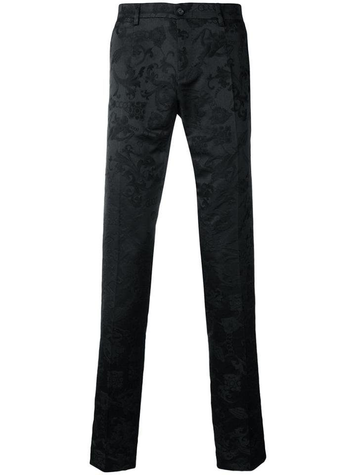 Dolce & Gabbana Embroidered Floral Trousers - Black