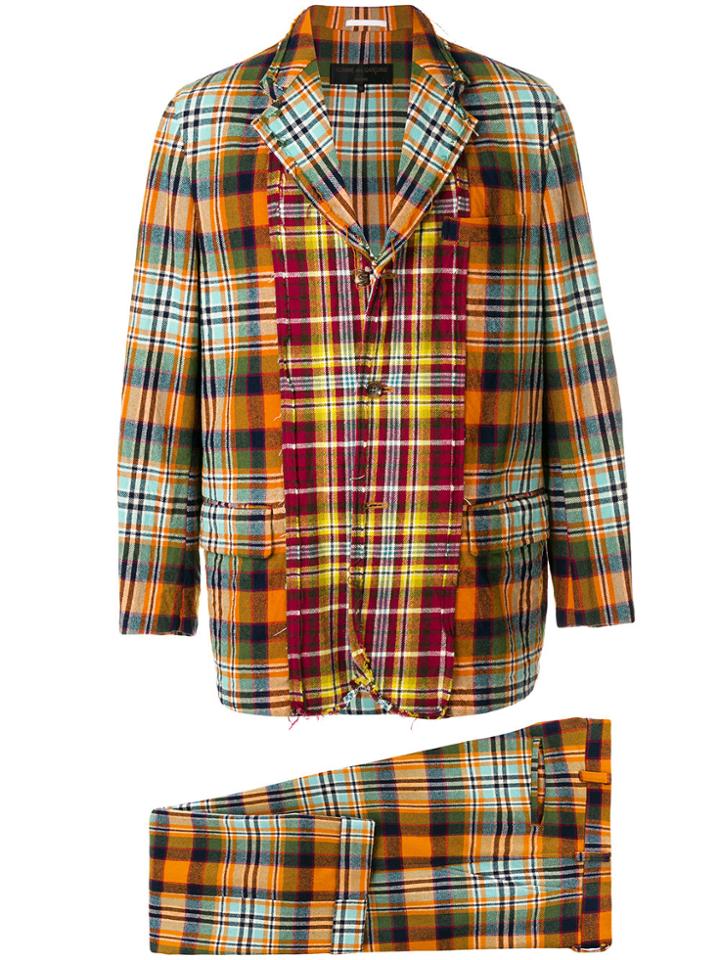 Comme Des Garçons Vintage Plaid Two-piece Distressed Suit - Yellow &