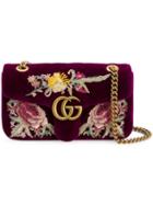 Gucci Gg Marmont Embroidered Shoulder Bag - Pink