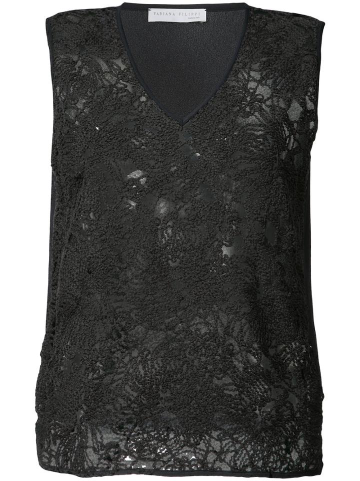 Fabiana Filippi - Macrame Tank Top - Women - Cotton/polyester - 44, Blue, Cotton/polyester
