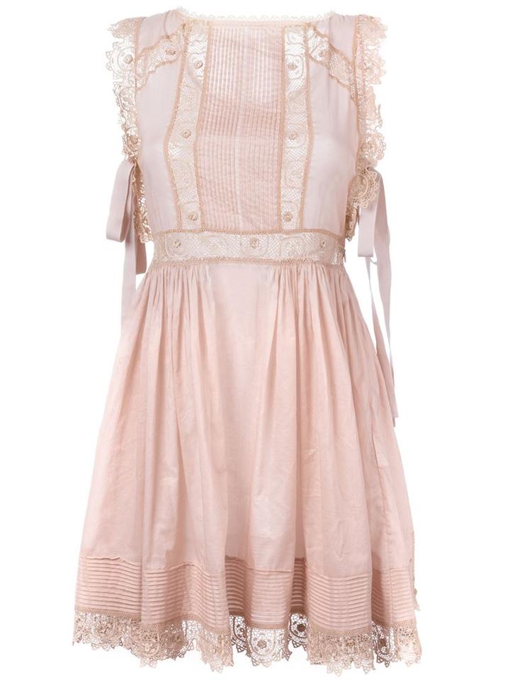 Red Valentino Lace Trim Flared Dress