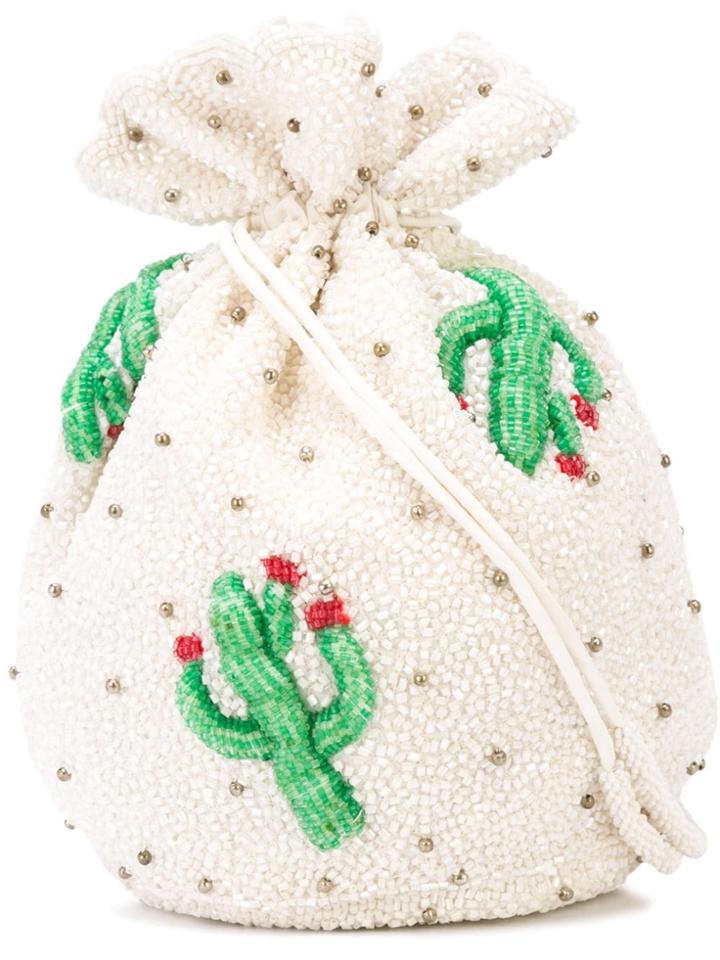 Ganni Beaded Cactus Bucket Bag - White