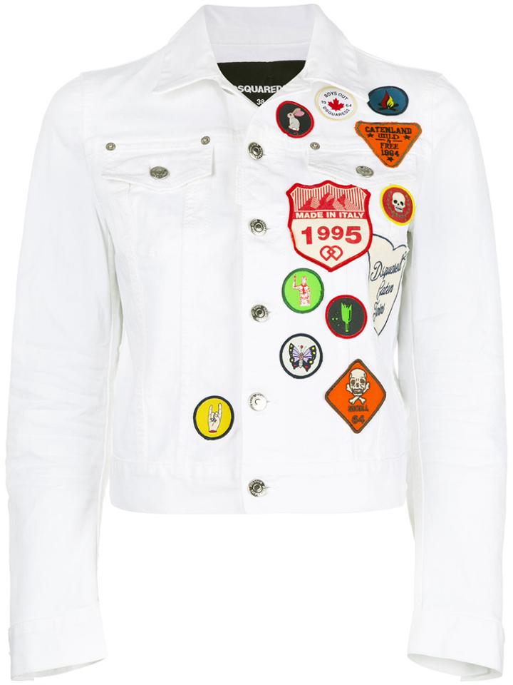 Dsquared2 Patch Denim Jacket - White