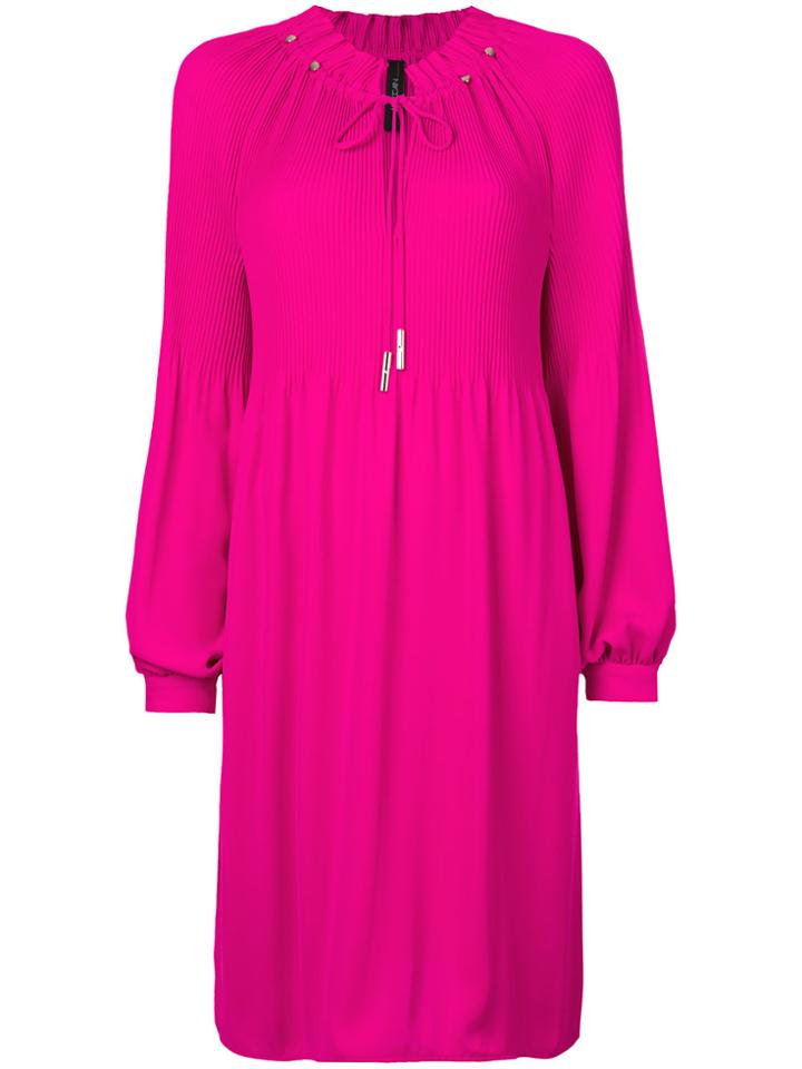 Marc Cain Balloon-sleeve Smocked Dress - Pink & Purple