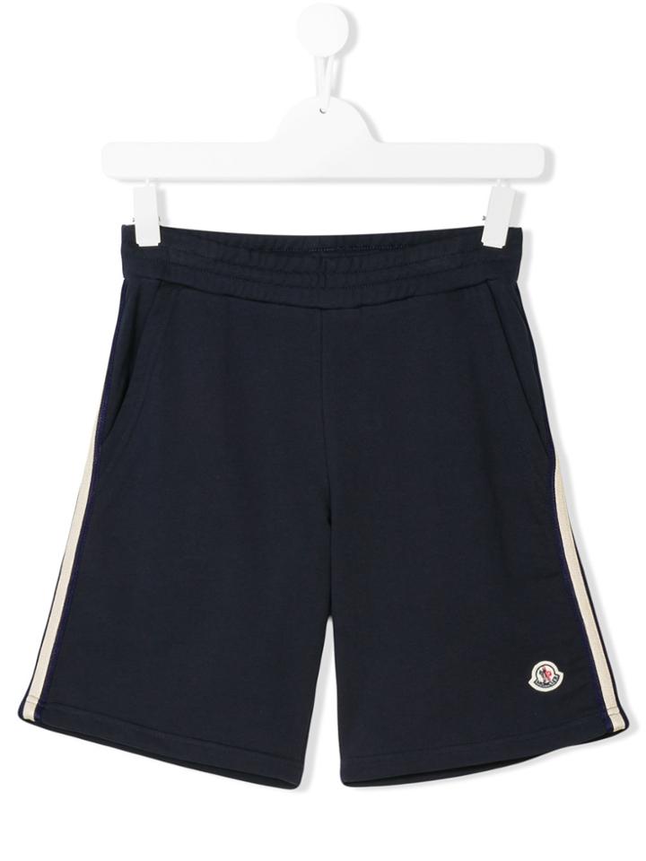 Moncler Kids Logo Patch Track Shorts - Blue